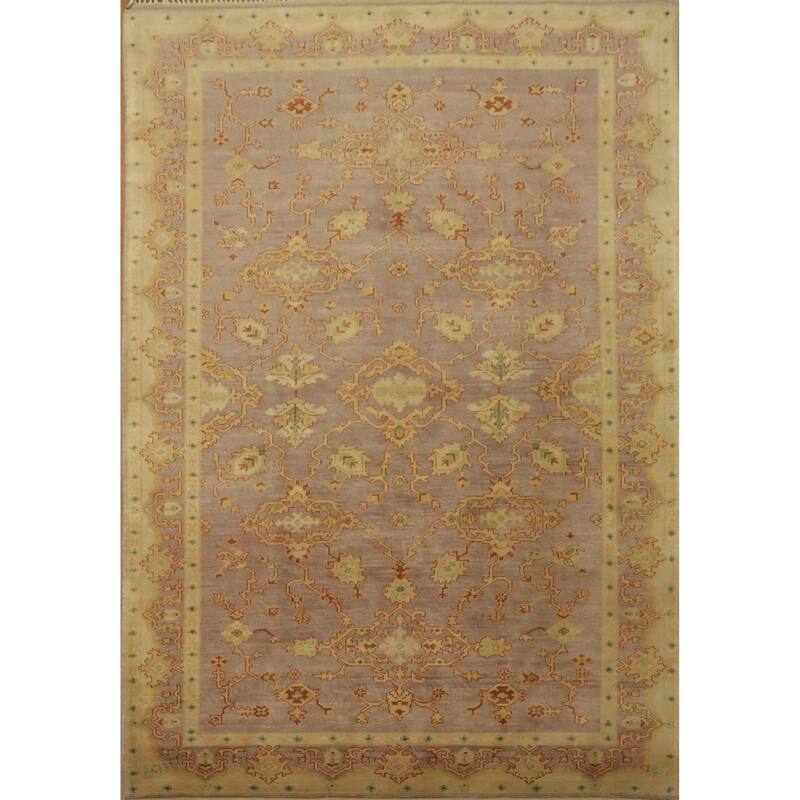 Hand Knotted Oriental 100% Wool Carpet Transitional Tribal Purples Oushak Area Rug - 10' 0'' X 7' 0''