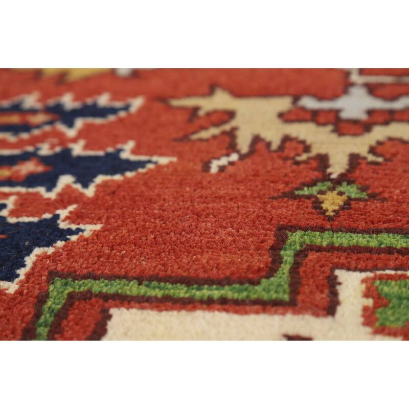 Hand Knotted Oriental 100% Wool Carpet Traditional Medallion Oranges & Rust Heriz (serapi) Area Rug - 11' 10'' X 8' 11''