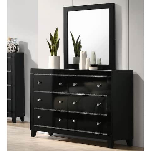 Furniture of America Larking Contemporary 6-Drawer Dresser with Mirror