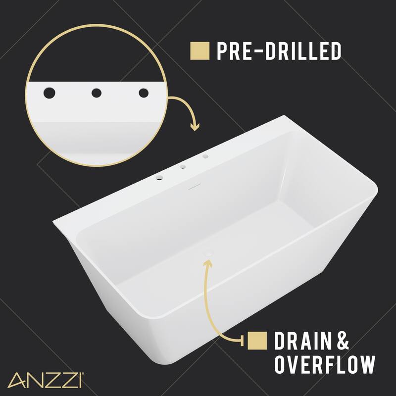 Vault Series 67 in. x 32 in. Flat Bottom Acrylic Freestanding Soaking Bathtub with Center Drain, Brushed Gold Faucet