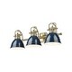preview thumbnail 4 of 4, Golden Lighting 3602-BA3 AB Duncan 3 Light 25" Wide Vanity Light Aged Brass / Matte Navy