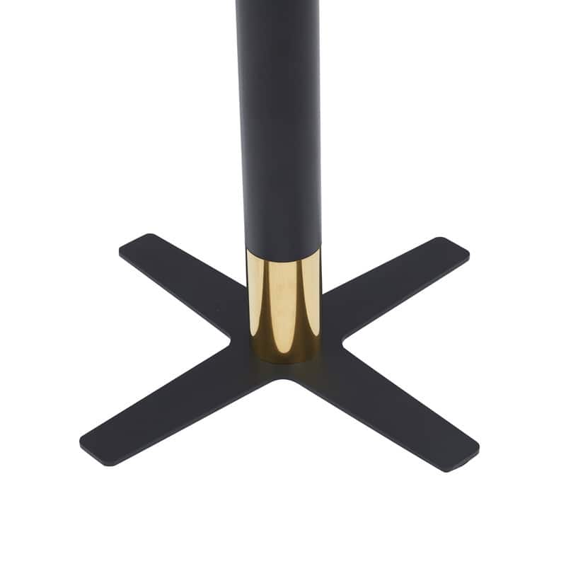 Vail Round Dining Table with 27 in. MDF Tabletop in Black Stainless Steel Cross Legs with Gold Accent Base Kitchen Table