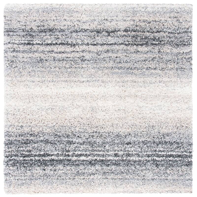 SAFAVIEH Fontana Shag Alazne Modern Ombre 2-inch Thick Rug - 3' Square - Ivory/Grey