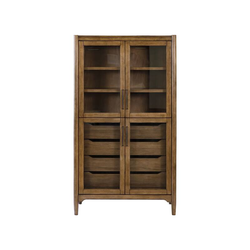 Modern Wood Display Cabinet, Dining Storage, Bookcase, Fully Assembled, Brown - 40w x 72h x 18d