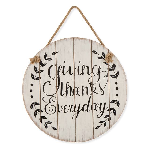 Glitzhome 15"D Wooden Thanksgiving Word Sign Wall Decor