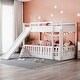 preview thumbnail 2 of 9, White Twin Over Twin Bunk Bed with Slide and Ladder