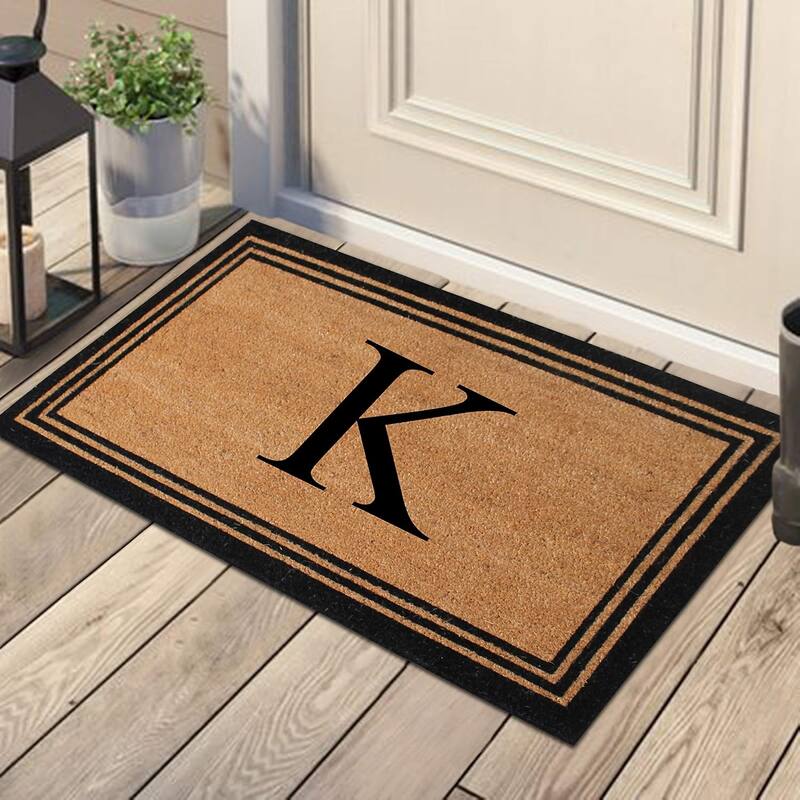 A1HC Pure Natural Coir Monogrammed Heavy Duty PVC Backing Doormat