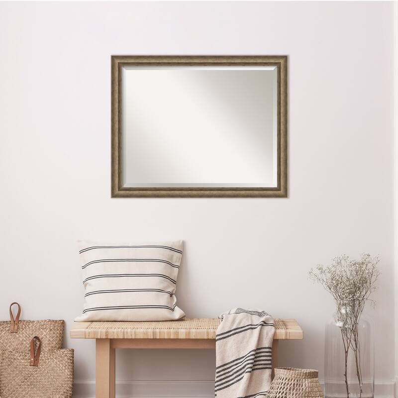 Angled Beveled Wood Framed Wall Mirror