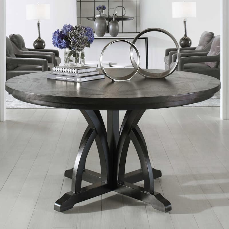 Uttermost Maiva 56 Inch Wide Mango Wood Dining Table by Matthew - Weathered Black