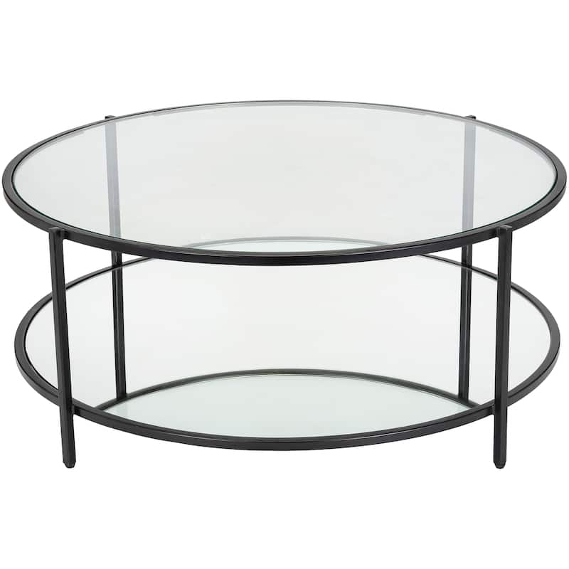 Alecsis Glass Round Coffee Table - 14"H x 36"W x 36"D