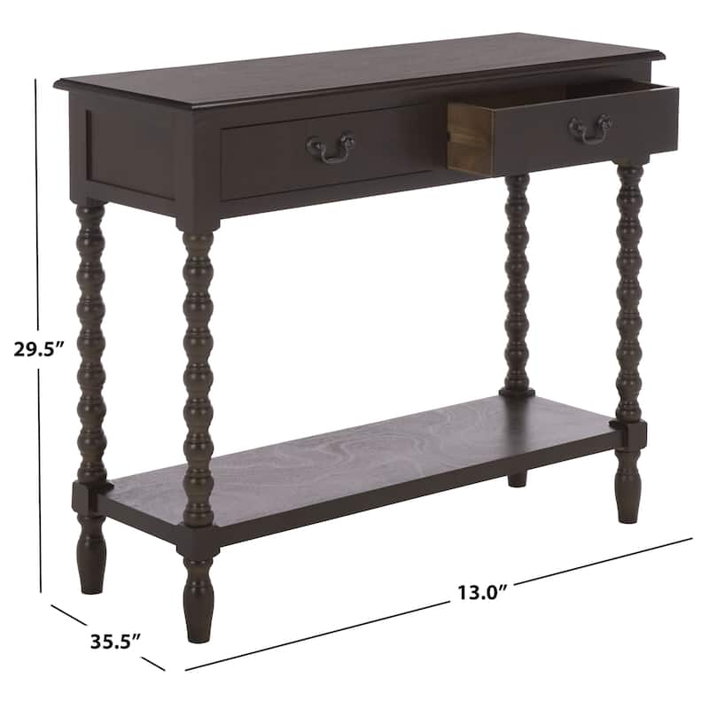 SAFAVIEH Henretta 2-Drawer Console Table - 35.5" W x 13" L x 29.5" H - 35.5" W x 13" L x 29.5" H - 36"W x 13"D x 30"H