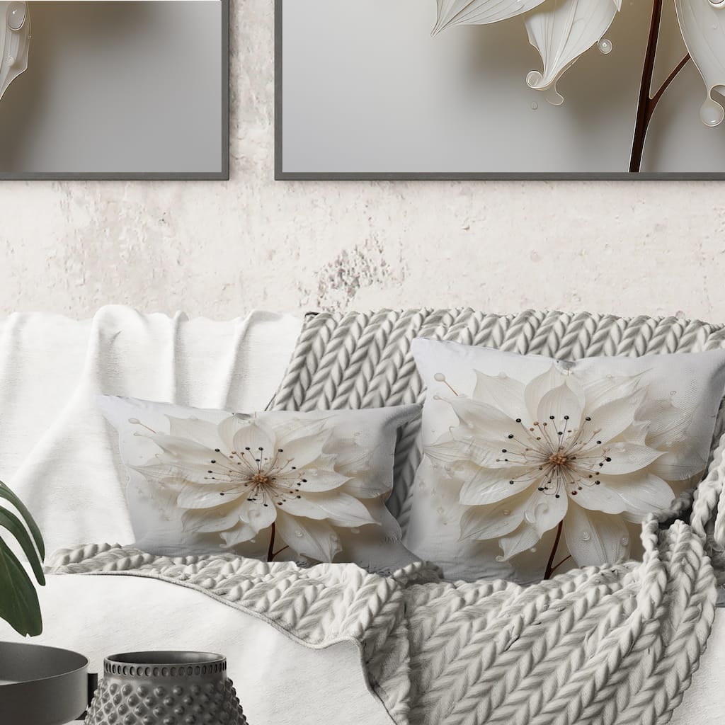 Designart "Blossoming Beauty In Minimalism Beauty I" Minimalism Printed Throw Pillow