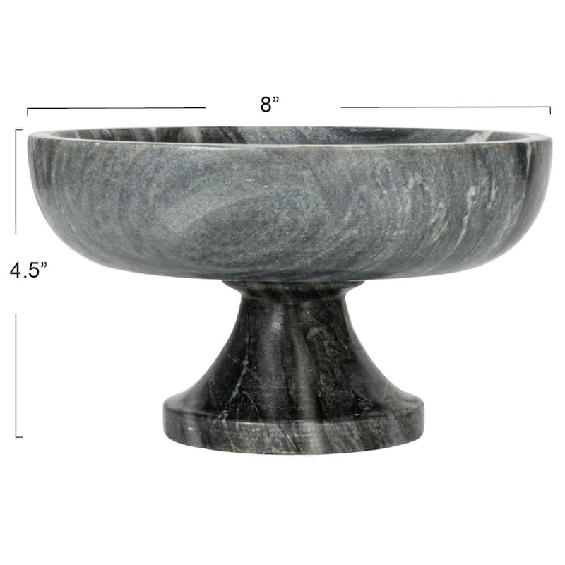 Marble Footed Bowl - 8.0"L x 8.0"W x 4.5"H