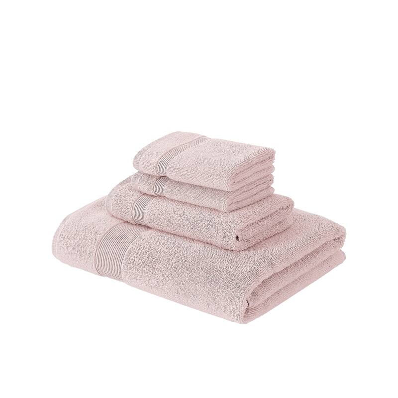 Modern Threads 6-Piece Zero Twist Jacquard Towel Set Otis - 100% Cotton, Bath, Hand & Washcloths - Textured Chevron Design