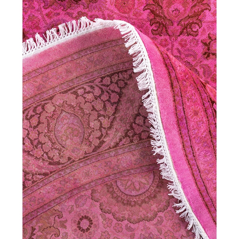 Overdyed One-of-a-Kind Hand-Knotted Round Area Rug - Pink - 7' 1" x 7' 1"
