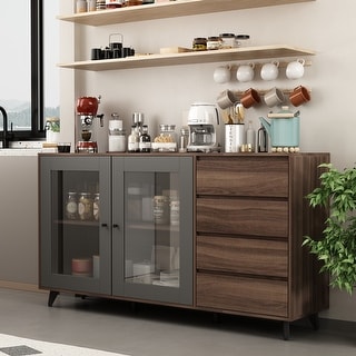 Credenza cabinet hotsell with glass doors