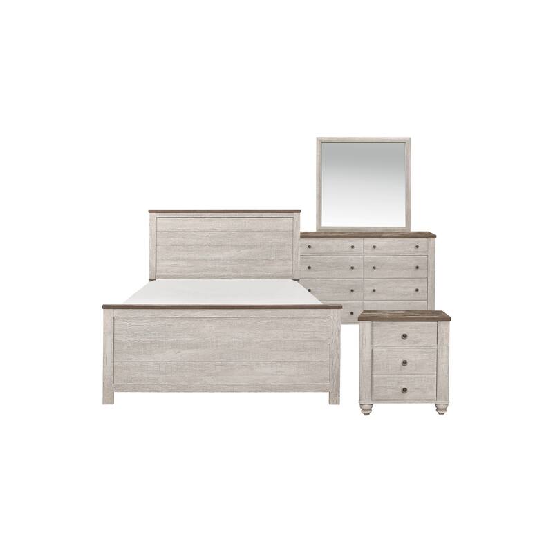 Jillene 3 Piece Antique White Modern Panel Bedroom Set