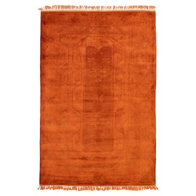 ECARPETGALLERY Hand-knotted Color Transition Burnt Orange Wool Rug - 6'7 x 9'11