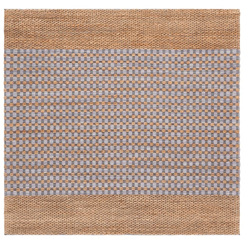 Martha Stewart by SAFAVIEH Handmade Enne Jute Rug - 6' Square - Natural/Grey