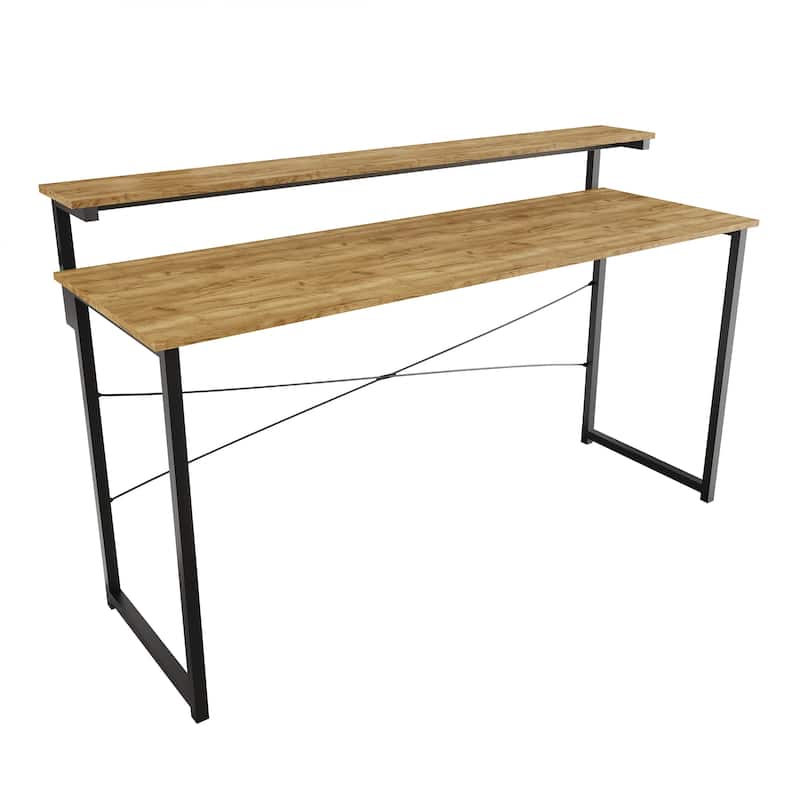 CraftPorch Minimalist 55-Inch Metal Computer Desk With Shelf