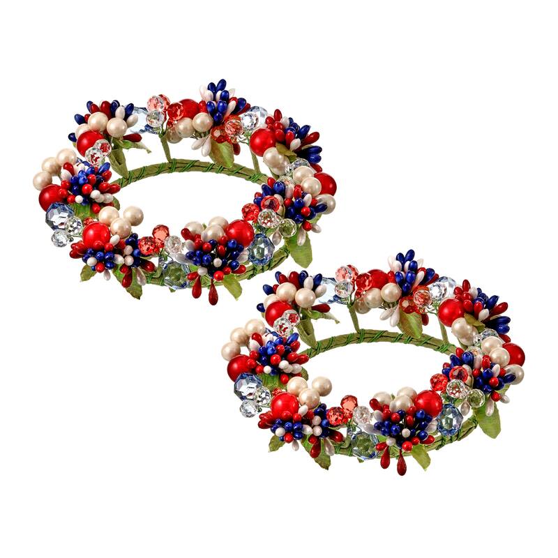 6" Independence Acrylic Berry Candle Ring Set of 2