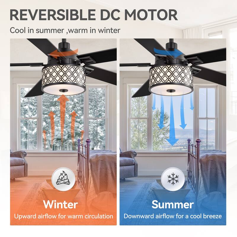 52-inch Reversible 5-Blade Fandelier Ceiling Fan with Light and Remote