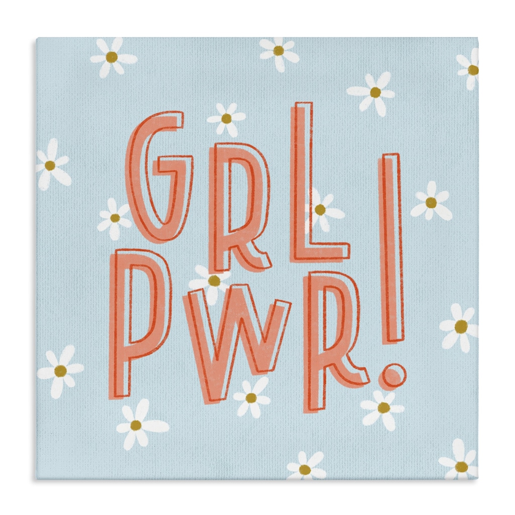 Stupell Girl Power with Daisy Patterns Canvas Wall Art Design By Sarah Hickman