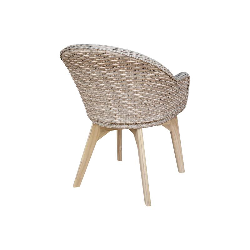 Outdoor Set of Two Wicker Dining Chairs with Cusions