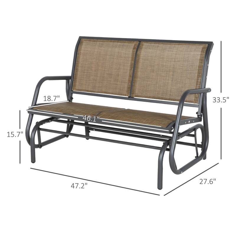 Outsunny 2-Person Outdoor Glider Bench, Patio Double Swing Rocking with Powder Coated Steel Frame for Backyard Garden Porch