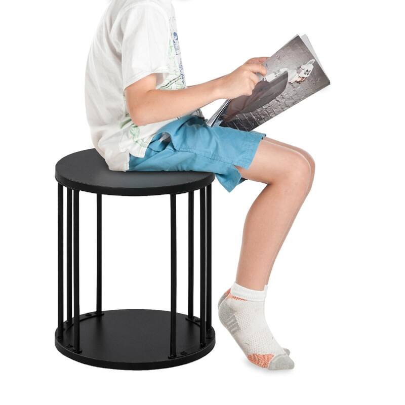 Wooden Stool Set of 2 for Kids - 11.81"D x 11.81"W x 13.58"H