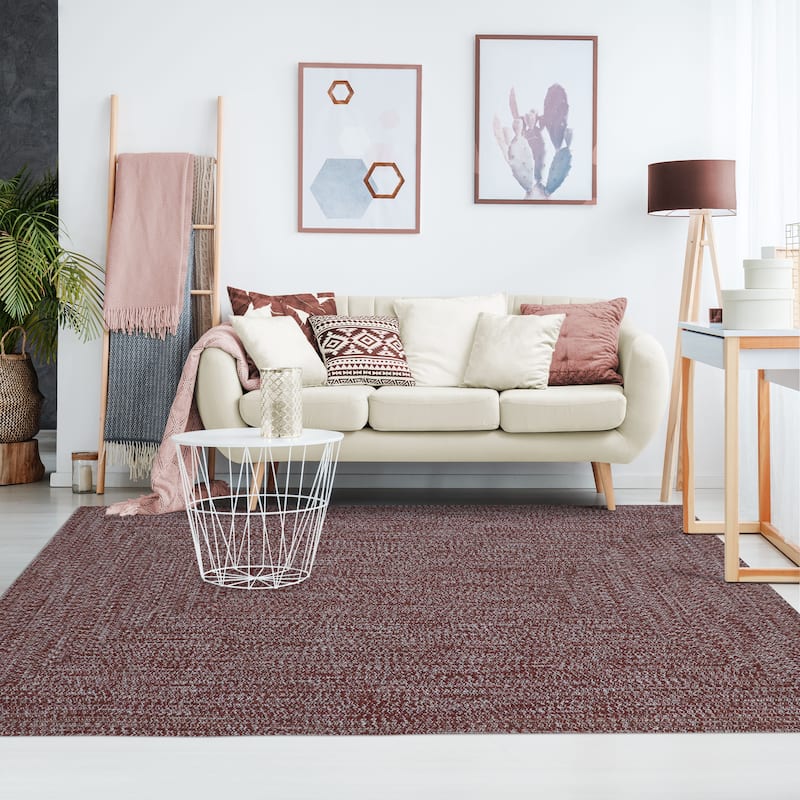Superior Modern Rustic Bohemian Reversible Multi-Tone Braided Indoor Outdoor Area Rug