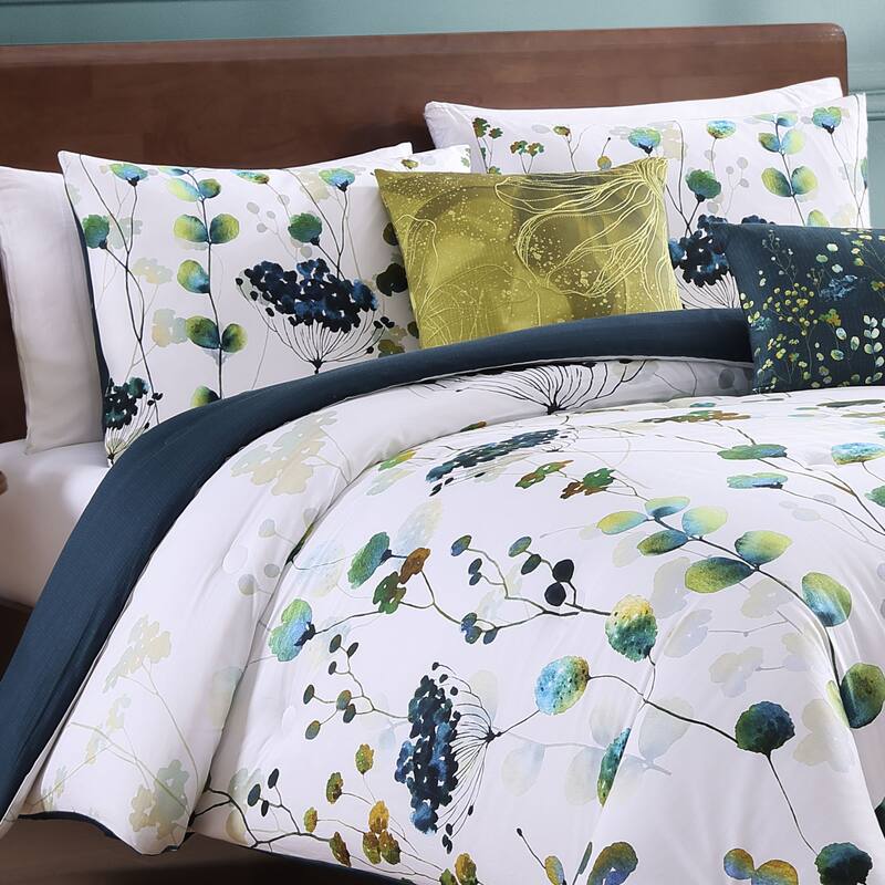 Bebejan Abstract 100% Cotton Sateen Vines 5 Piece Reversible Comforter Set