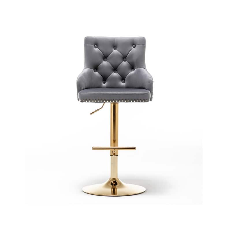 Best Master Furniture Adjustable Swivel Bar Stools with Gold Base (Set of 2)