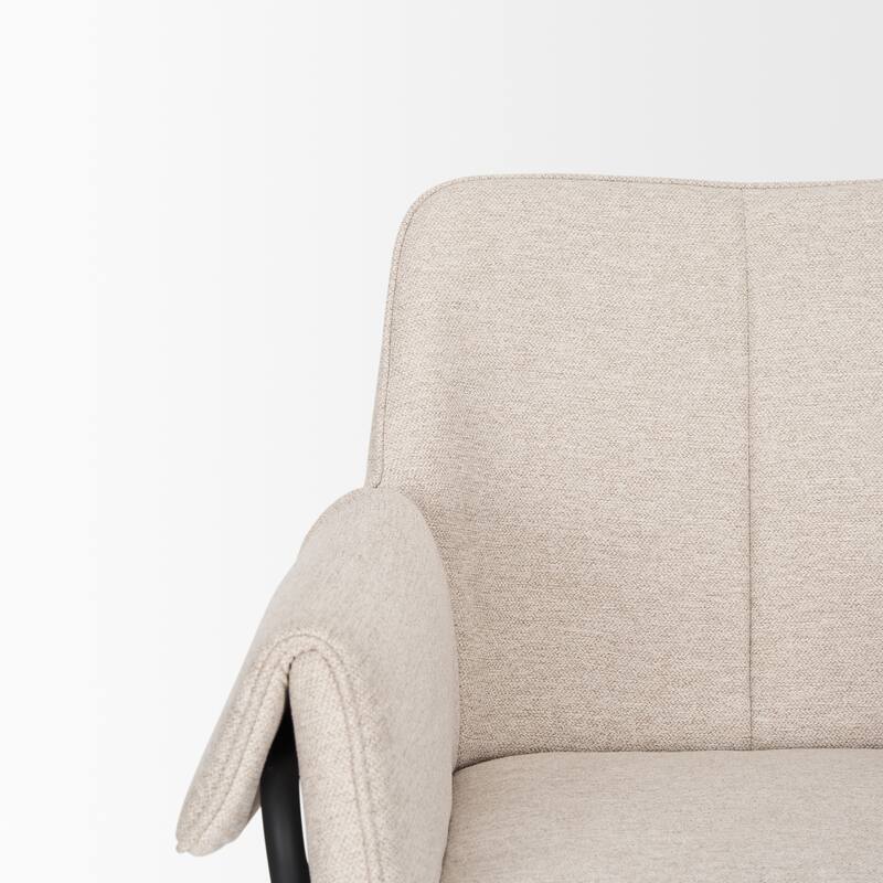 Brently Accent Chair w/ Cream Boucle Fabric & Matte Black Metal Legs