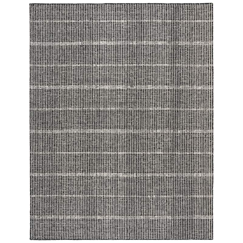 SAFAVIEH Handmade Abstract Soumitra Modern Wool Rug - 9' x 12' - Black/Ivory
