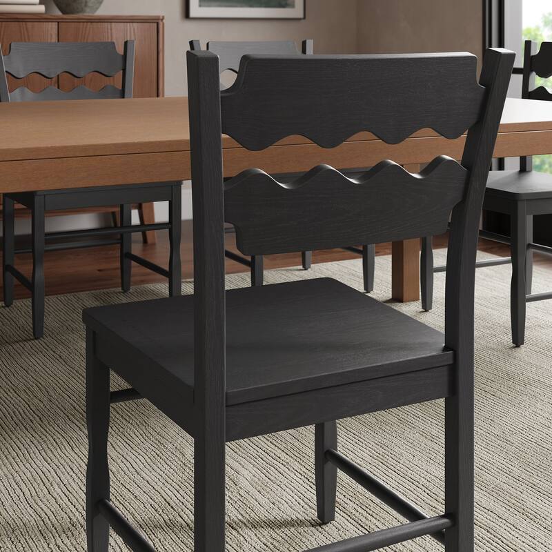Jax Oak Wood Dining Chair With Wavy Razor Back
