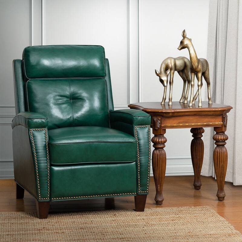Gaspar Mid-Century Modern Pushback Recliner with Nailhead Trim by HULALA HOME
