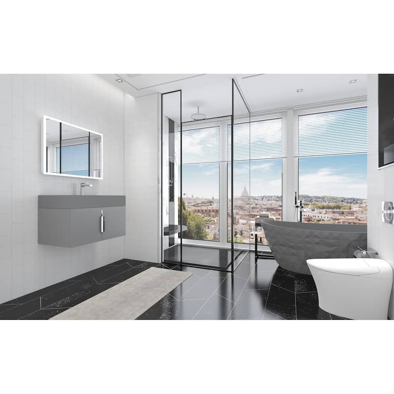 Amazon 30" Wall Mounted Bathroom Right Basin Vanity Set w/ Gray Top