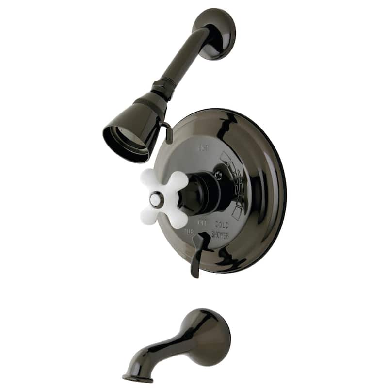 Kingston Brass Water Onyx Tub and Shower Trim Package with 1.8 GPM - Black Stainless Steel