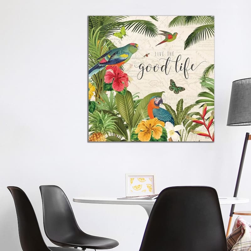 iCanvas "Parrot Paradise IV" by Katie Pertiet Canvas Print - 37x37x1.5