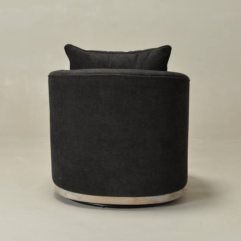 KINWELL 31" Wide Linen Fabric Upholstered Swivel Barrel Accent Chair