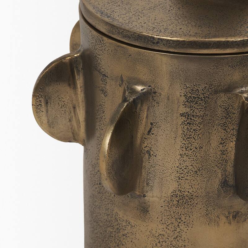 Deacon Large Matte Black Metal Canister with Sculptural Handles