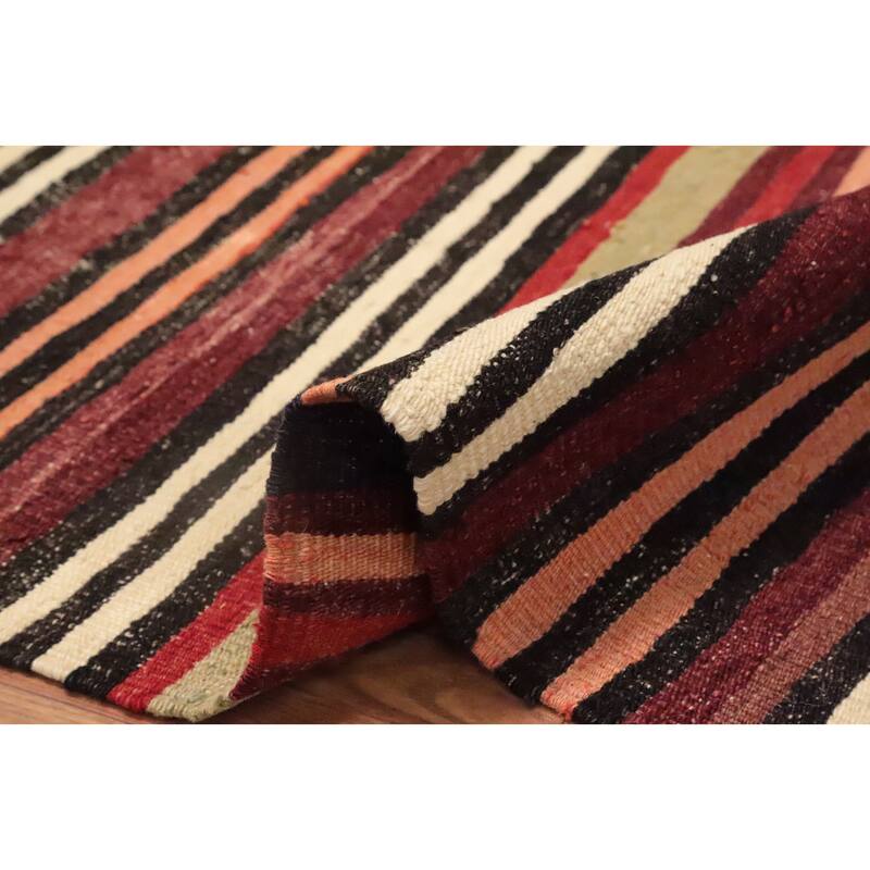 Hand Woven Oriental 100% Wool Carpet Southwestern Tribal Multi-Colored Kilim Area Rug - 9' 3'' X 4' 11''