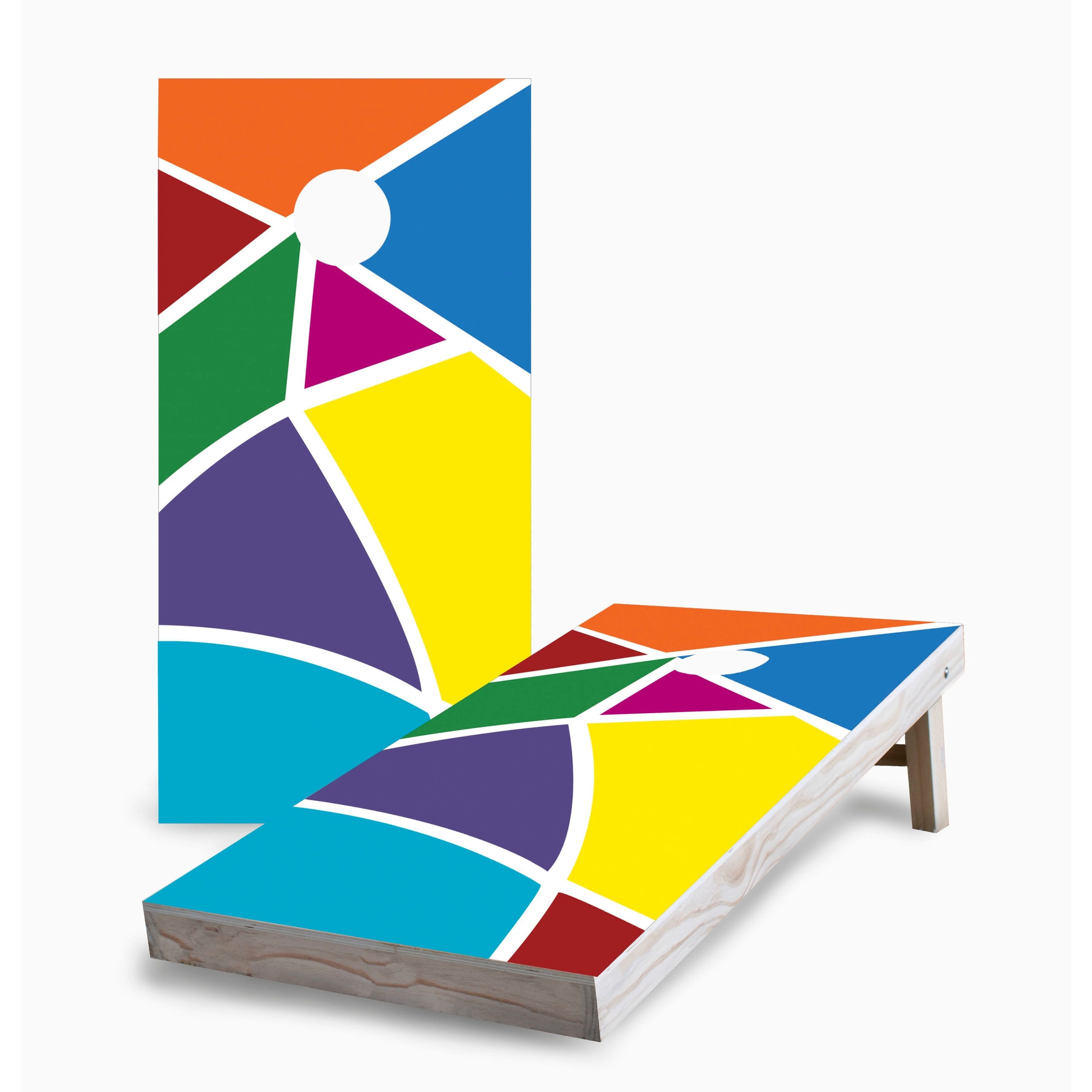 Abstract Corn Hole Board Set w Case & Lights