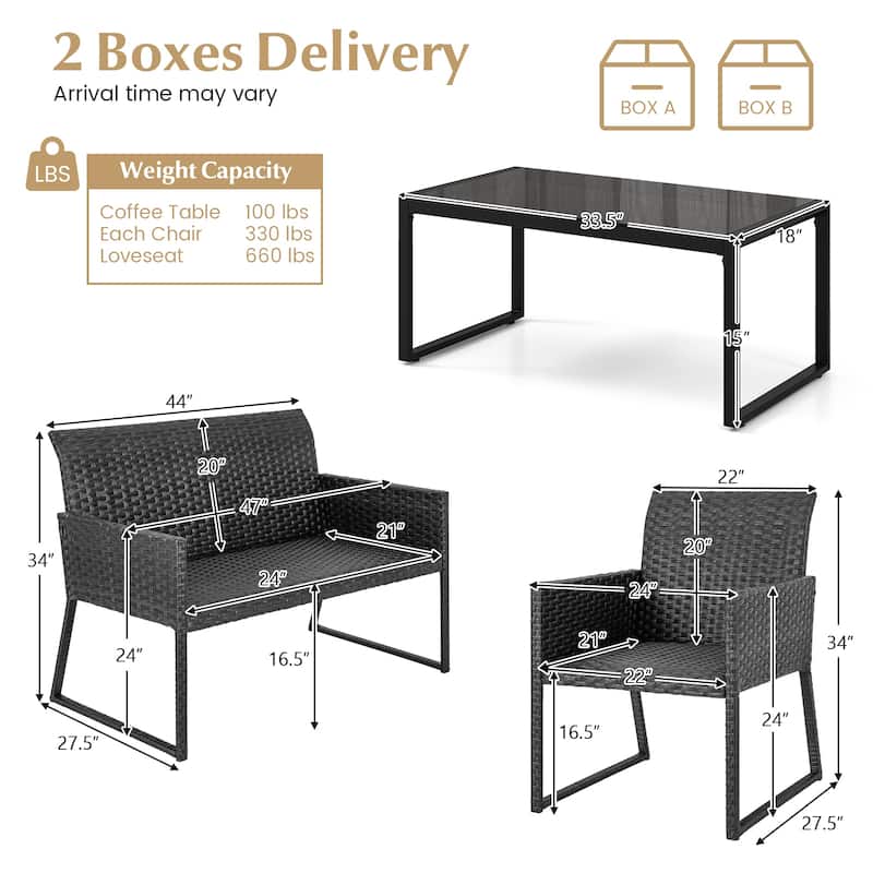 Costway 4 PCS Patio Wicker Furniture Set Outdoor Conversation with - See Details