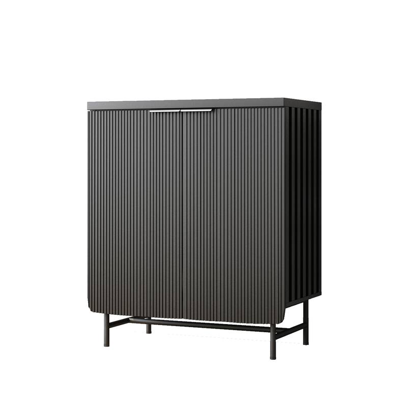 Sideboard Buffet Cabinet with Adjustable Shelves and Fluted Doors