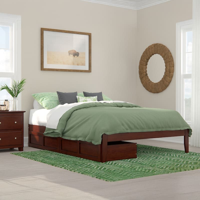 AFI Colorado Platform Bed with Storage Drawers - Walnut - Queen