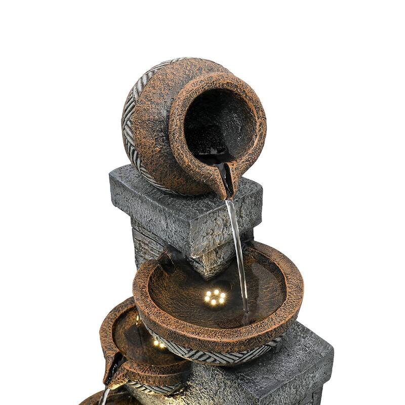 42.5'' Pot Water Fountain with Lights Resin Water Feature