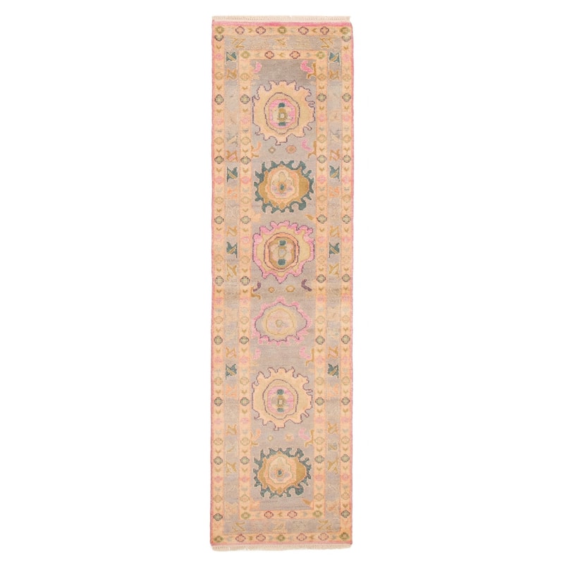 ECARPETGALLERY Hand-knotted Modern Oushak Grey Wool Rug - 2'6 x 9'9 - Grey - 2'6 x 9'9