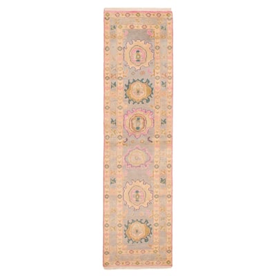 ECARPETGALLERY Hand-knotted Modern Oushak Grey Wool Rug - 2'6 x 9'9